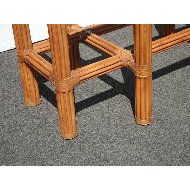 Vintage Mid Century Modern McGuire Bamboo Dining Room Table W Glass Top For Sale - Image 11 of 12