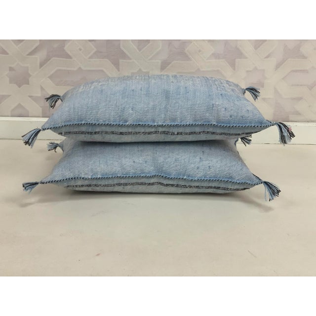 Blue Handmade Cactus Silk Pillow Covers - a Pair For Sale - Image 6 of 6