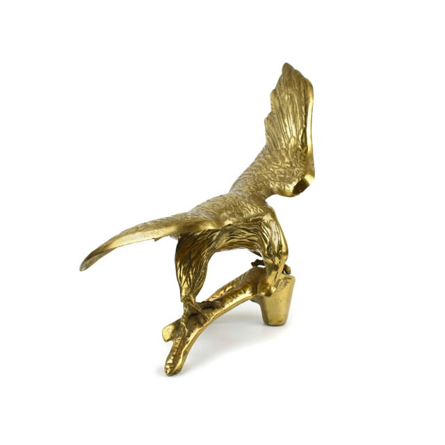 Mid 20th Century Mid 20th Century Solid Gold Brass Sitting Eagle Figurine Model For Sale - Image 5 of 8