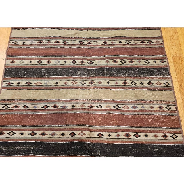 Antique Shahsavan Tribal Kilim, Handwoven Wool, Southwestern Pattern, Earth Tones, 5x7 For Sale - Image 10 of 17