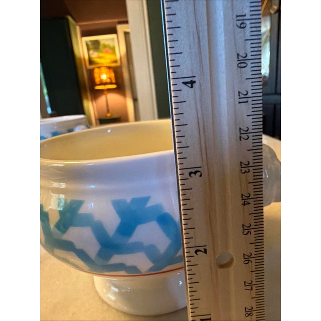 Villeroy & Boch Lina Aqua Porcelian Pedestal Lion Head Soup Bowl Set of 2 For Sale - Image 15 of 16