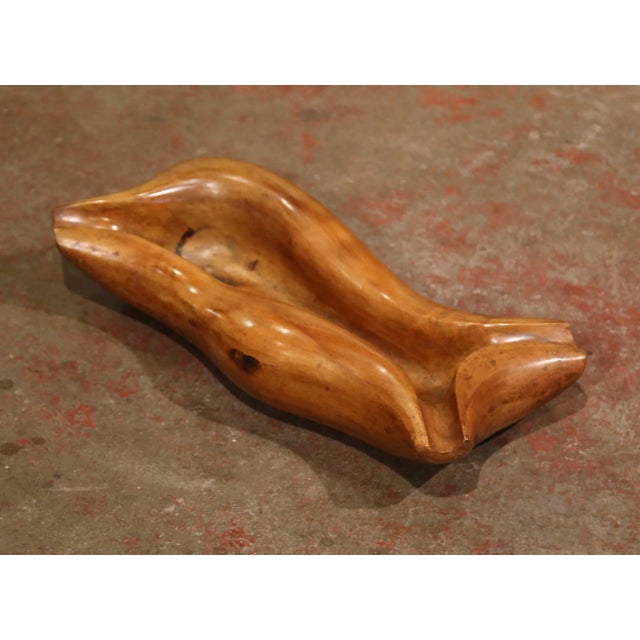 Mid-Century French Carved Walnut Tree Root Centerpiece Bowl Signed Delaporte For Sale - Image 4 of 10