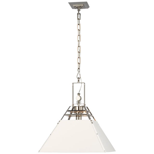 Modern Suzanne Kasler for Visual Comfort Signature Pierre Medium Pendant in Polished Nickel & White For Sale - Image 3 of 6