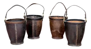 Antique English Leather Fire Buckets - Set of Four