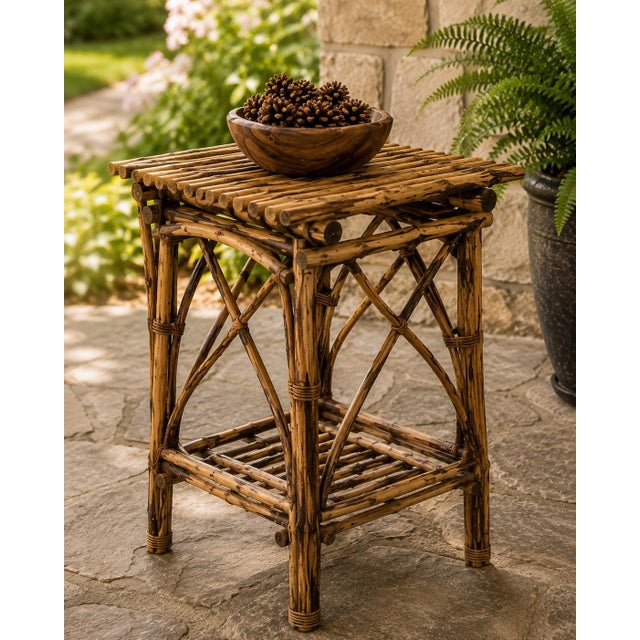 Brown Vintage Rustic Adirondack Twig Accent Table For Sale - Image 8 of 8