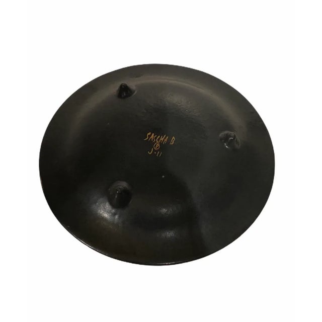 Gold Mid Century Gold Sascha Brastoff Ceramic Plate Bowl For Sale - Image 8 of 9