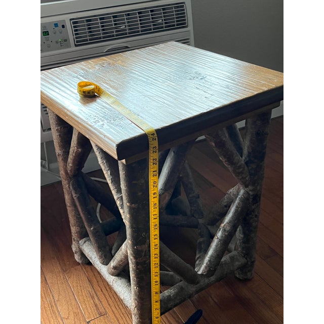 1980s 1980s Adirondack / Folk Art Theme, Rustic Log Accent Table, Cabin Lodge Log & Twig Side Table. White Pine & Birch For Sale - Image 5 of 12