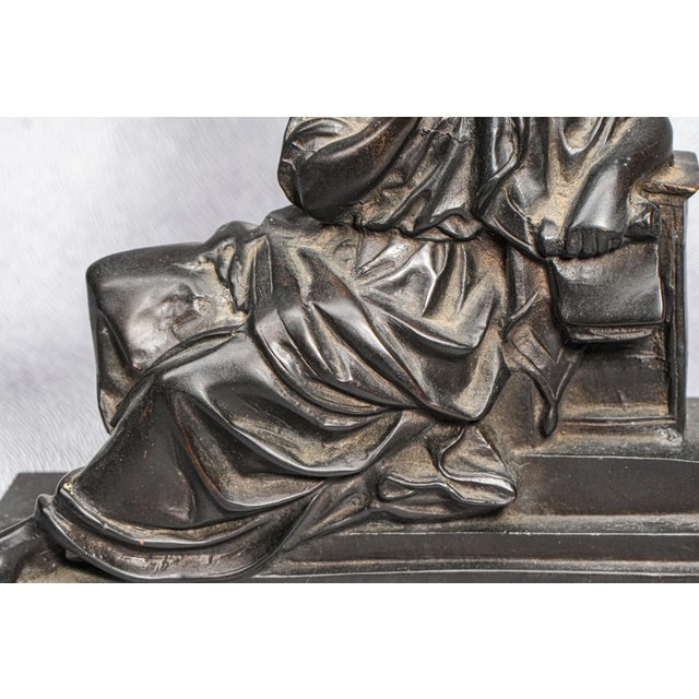 19th Century Antique Victorian Neoclassical Bronze Statue Sculpture of Philosopher Home Decor For Sale In New York - Image 6 of 14
