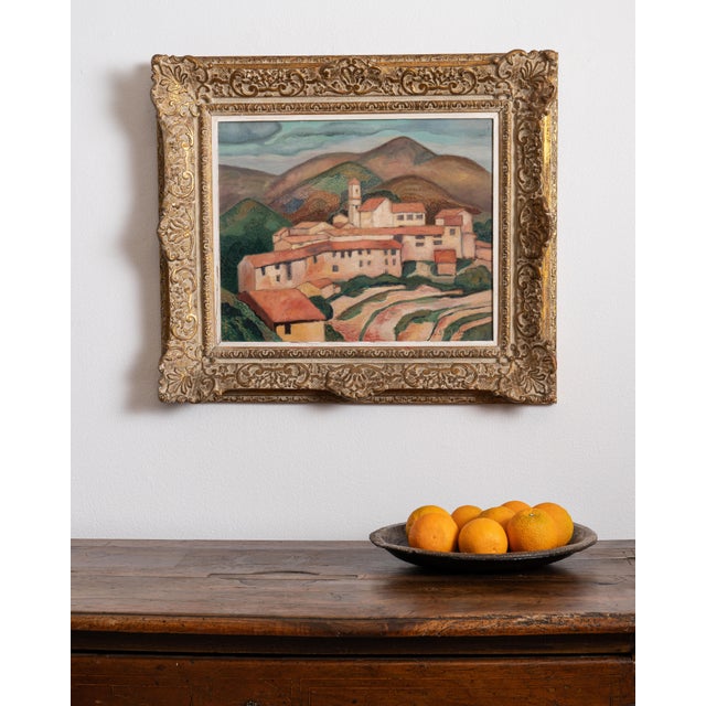 1940s France Green Canvas Painting For Sale - Image 13 of 15