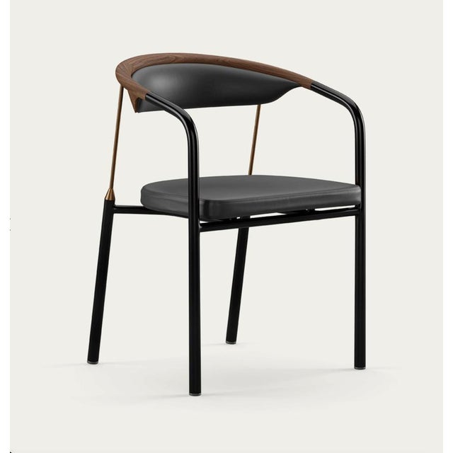 Contemporary Chairman Chair in Walnut with Upholstery in Black by Henrik Tengler for One Collection For Sale - Image 3 of 17