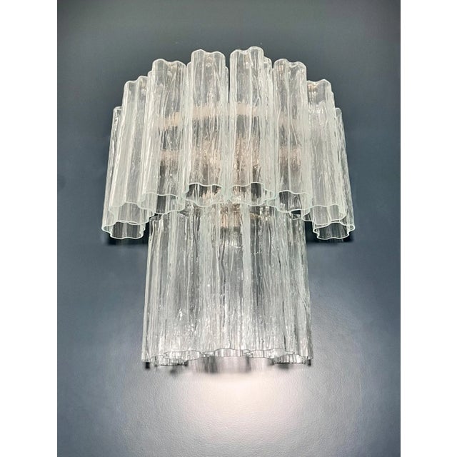 Vintage Murano Glass Tube Wall Sconces with 13 Transaparent Glass Tube, 1990s, Set of 2 For Sale - Image 17 of 17