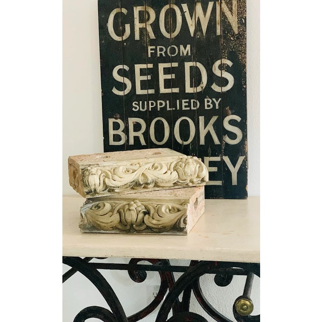 Late 19th century Victorian English architectural frieze fragment/molded ornamental building brick with ornate organic...