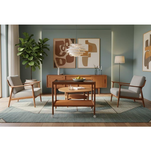 Danish Serving Trolley in Teak and Black Melamine, 1960s For Sale - Image 6 of 9
