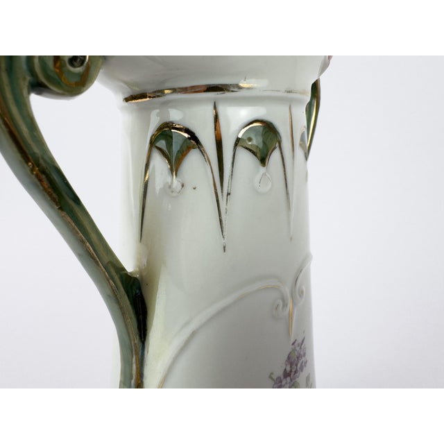Art Nouveau Porcelain Floral Vase With Gilded Handles, C. 1900 For Sale - Image 6 of 17
