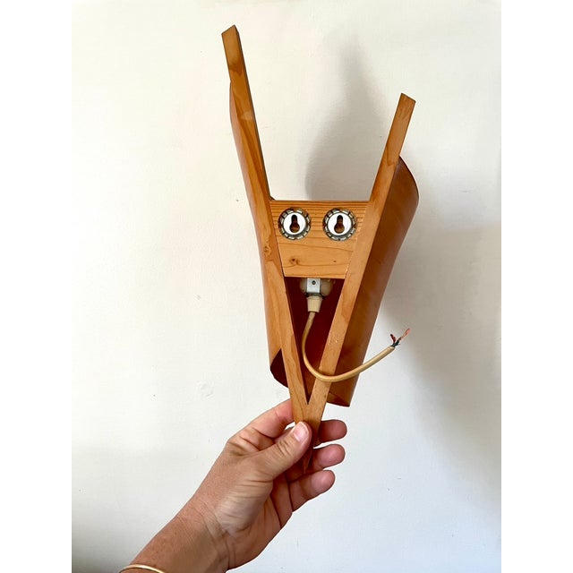 Wood Veneer Leaf Wall Sconce, 1980 For Sale - Image 6 of 11