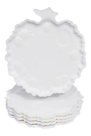 White Milk Glass Cabbage Dessert Plates or Trays - Set of 5