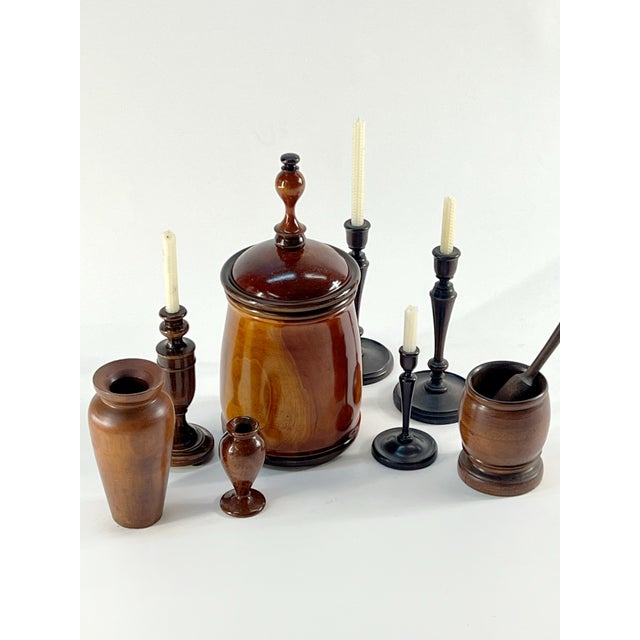 Large Vintage Hand Turnrd Solid Wood Tobacco Urn For Sale - Image 10 of 10