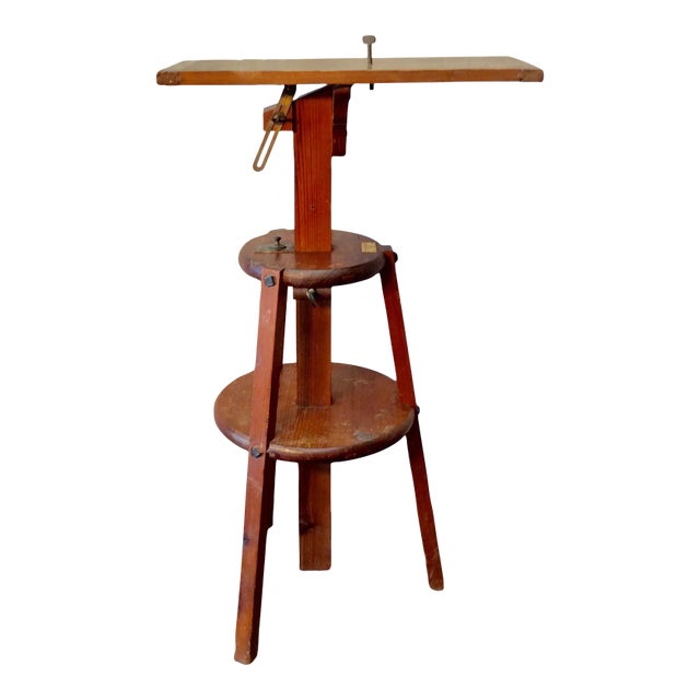 Late 1800s French Pine Camera Stand, H. Mackenstein, Paris For Sale