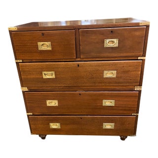 English 19th Century Mahogany Campaign Chest For Sale