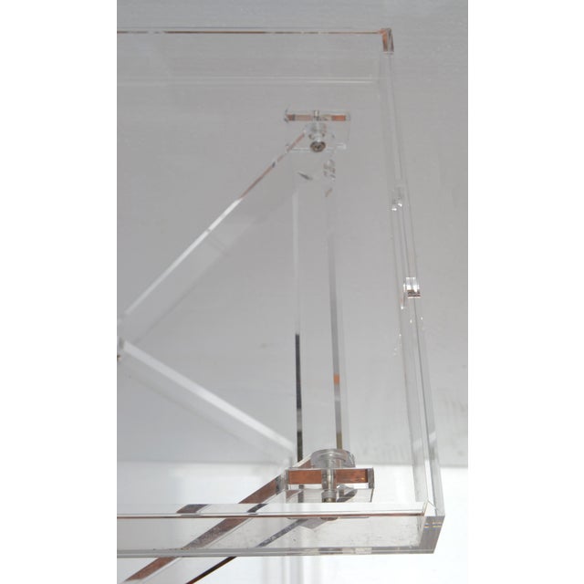 1980s Boho Chic Lucite Folding Tray Table X Stretchers Mid-Century Modern American For Sale - Image 9 of 18