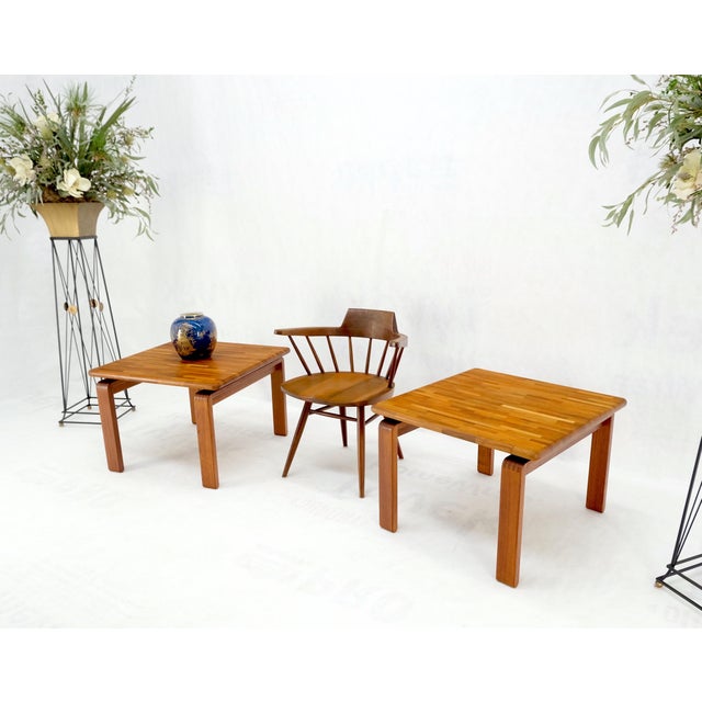 Pair of Solid Teak Danish Mid-Century Modern Square Side End Coffee Tables Mint For Sale - Image 6 of 11