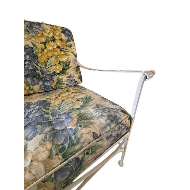 1970s Palm Beach Regency Wrought Iron Patio Set - Sofa and 2 Arm Chairs For Sale - Image 4 of 17