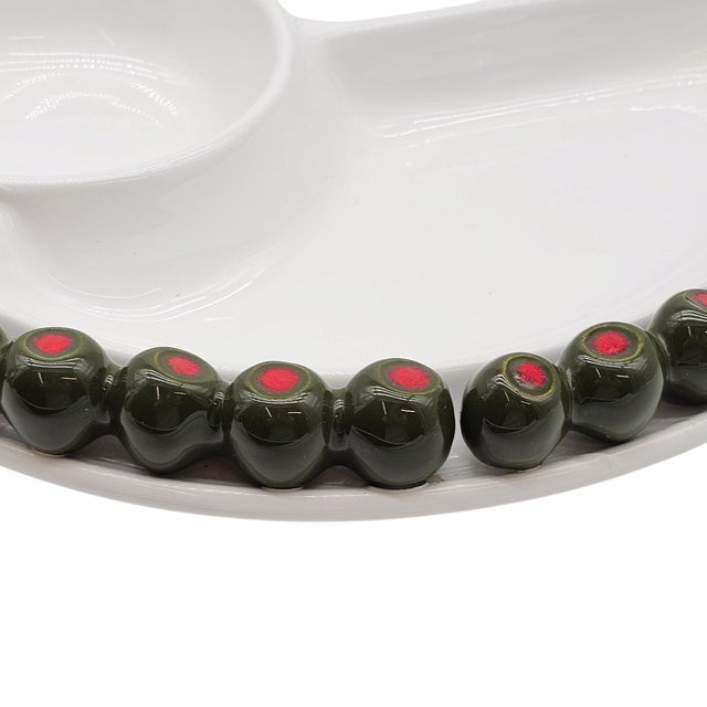Ceramic Mid-Century Modern Olive Motif Appetizer Tray by Sur La Table – Portugal Sectioned 14" Ceramic For Sale - Image 7 of 11