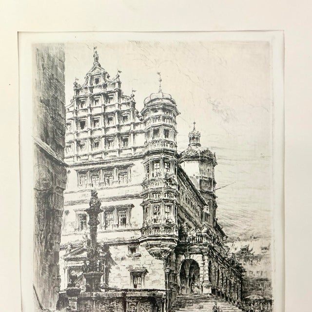 1919 Antique German Architectural Original Print Etching Artist Signed Proof, Rothenburg. For Sale - Image 9 of 15