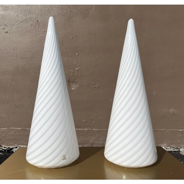 Mid-Century Murano Glass Table Lamps - Hand Blown - Vetri Murano - a Pair For Sale - Image 9 of 9