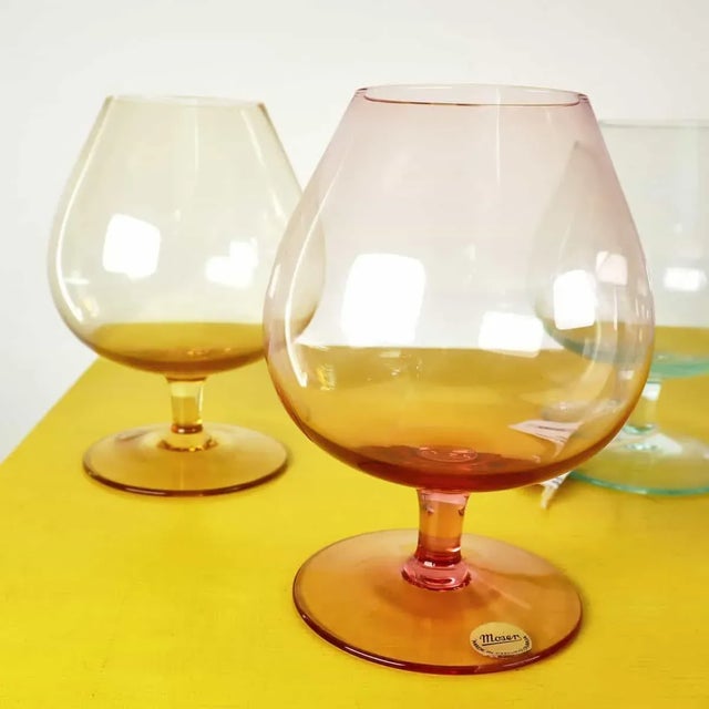 Large vintage moser multicolored crystal glasses 6 pieces Height: 15 Diameter: 10 This piece is attributed to the...