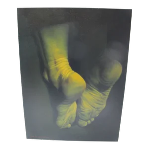 Yuhi Hasegawa Oil Painting Inspired by Crucifixion Green Feet