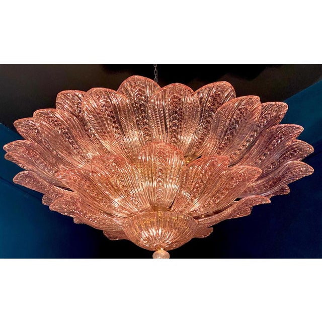 1990s Pink Amethyst Murano Glass Leaves Ceiling Light, 1990s For Sale - Image 5 of 18