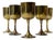 Vintage Brass Wine Goblets with Worn Silvered Interiors, 1960s, Set of 5 For Sale