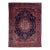 Vintage Rug, 100% Hand-Knotted Wool, Traditional Indigo Blue & Crimson Red Medallion Carpet For Sale