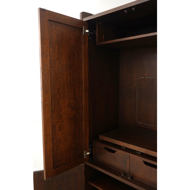 Wood Stickley Mission Oak Entertainment Unit Armoire For Sale - Image 7 of 18