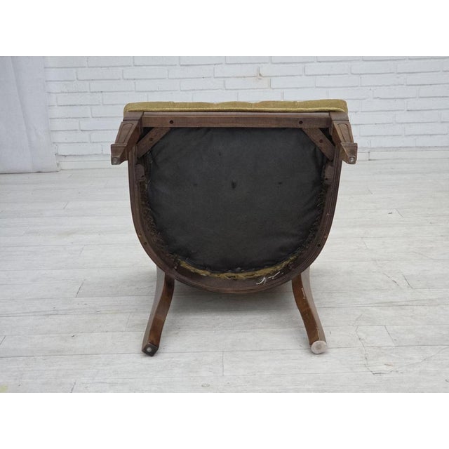 Danish Easy Chair in Velour, Mesh, and Oak, 1950s For Sale - Image 14 of 17