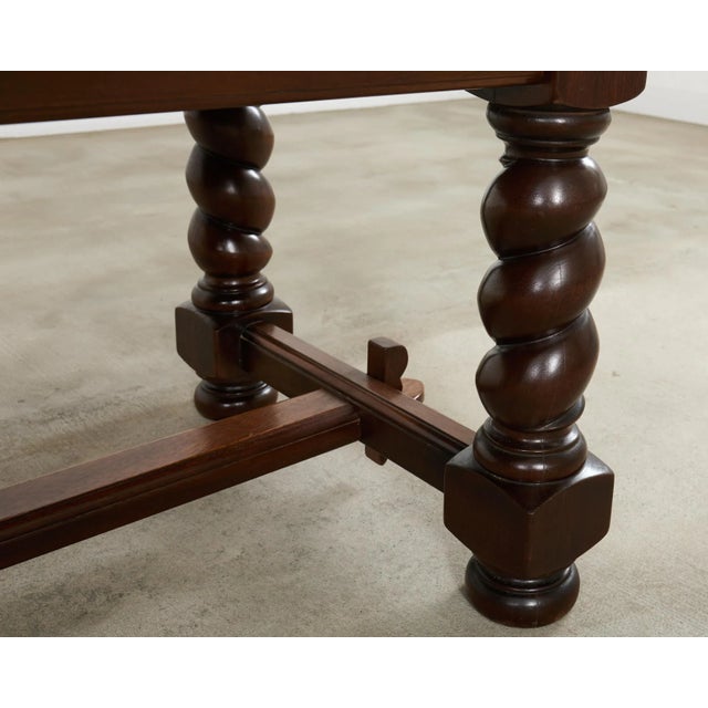 Country English Walnut Farmhouse Barley Twist Dining Table For Sale - Image 13 of 18