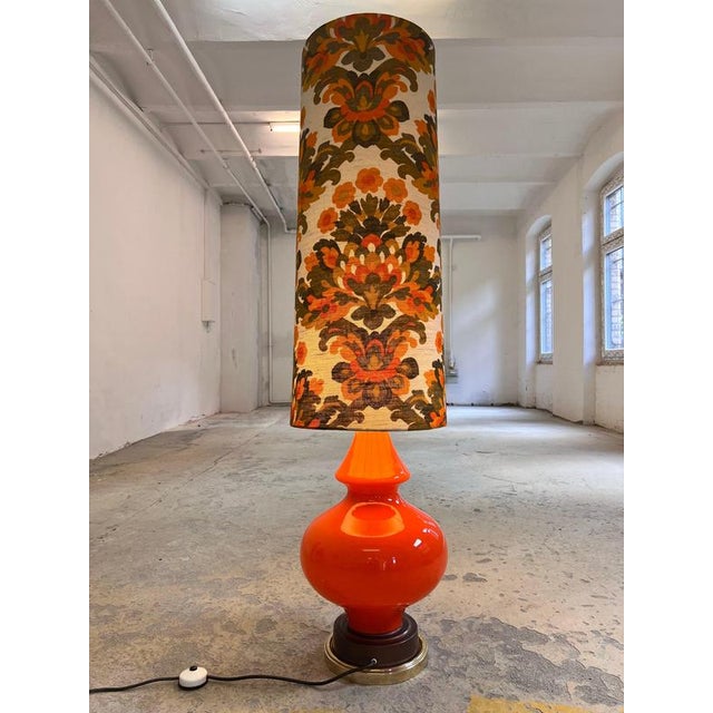 Orange Floor Lamp with Luminous Glass Base, 1970s For Sale - Image 3 of 11