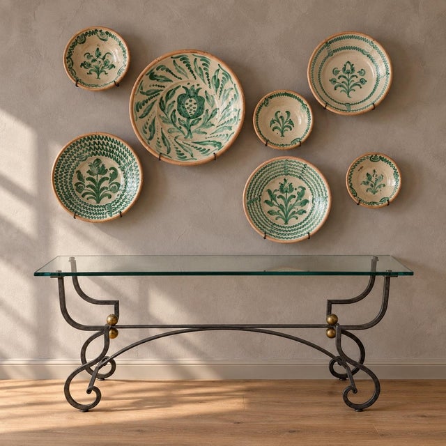 Mid-Century French Neo-Classical Style Wrought Iron Glass Top Console Table Credenza For Sale In Atlanta - Image 6 of 6