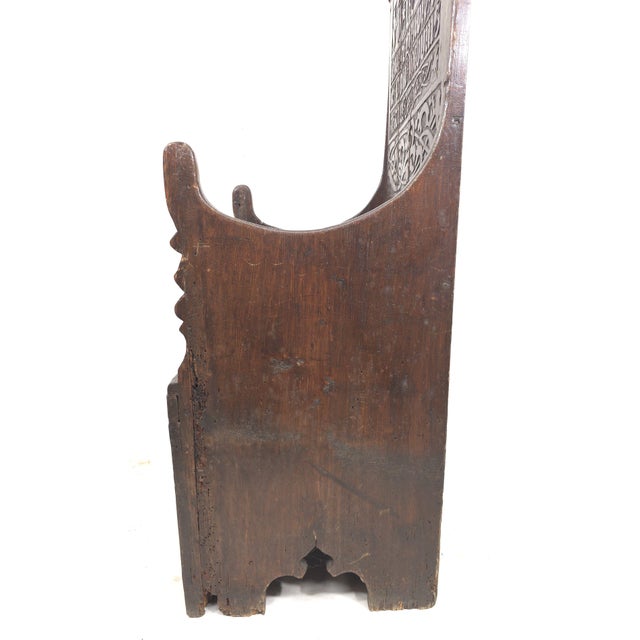 Antique German Carved Pine Wood Cathedra Throne Chair 18th C. Or Medieval For Sale - Image 10 of 15