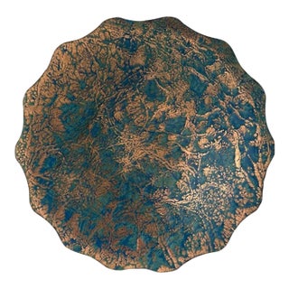 Mid-Century Artisan Turquoise and Gold Abstract Decorative Plate, Ricken For Sale