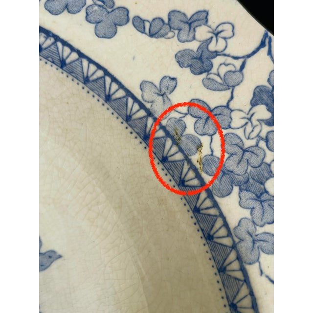 Antique Staffordshire Blue and White Ironstone "Woodland" Bowl by William Brownfield & Sons For Sale - Image 10 of 12