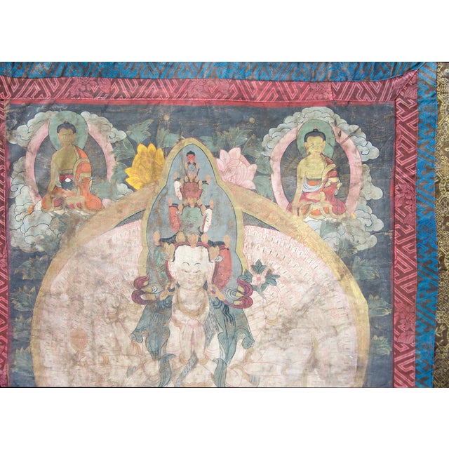 Late 19th Century Late 19th Century Tibetan Thangka Depicting Sitatapattra For Sale - Image 5 of 10