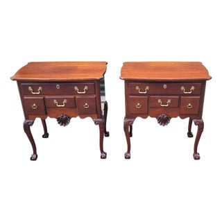 1970s Pair Link Taylor Chippendale Shell Carved End Tables For Sale