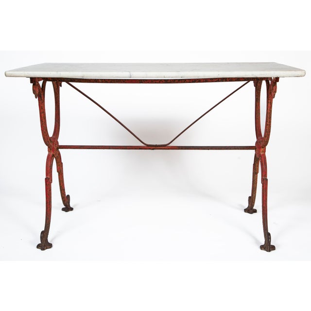French Bistro Table by Delpeche Freres, Marble Top, Cast Iron Base, Circa 1900 For Sale In New York - Image 6 of 11