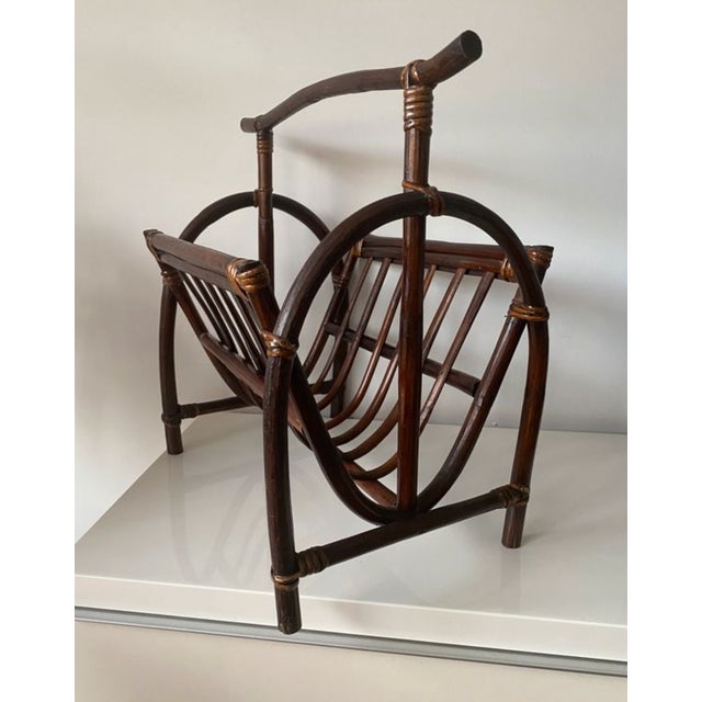 Magazine Rack in Bent Rattan and Bamboo, France, 1970 For Sale - Image 11 of 11