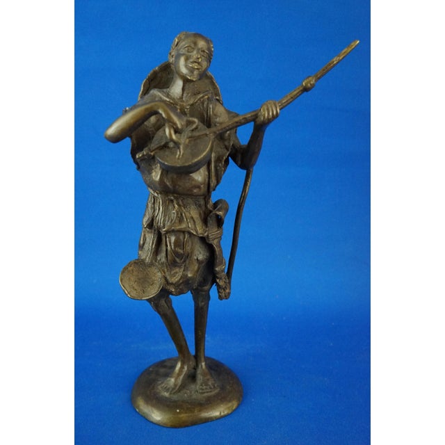 19th Century African Bronze Sculpture of Musicians, Benin, Set of 2 For Sale - Image 15 of 18