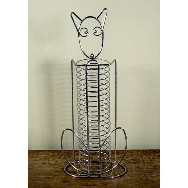 c.1990's Chrome Wire Cat Shaped CD Case Storage Rack For Sale In Providence - Image 6 of 6