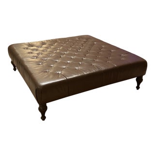 Lee Industries Leather Cocktail Ottoman For Sale