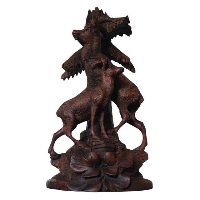 Black Forest Handcarved Deer Sculpture Vase Holder, 1920s-1940s For Sale - Image 10 of 10